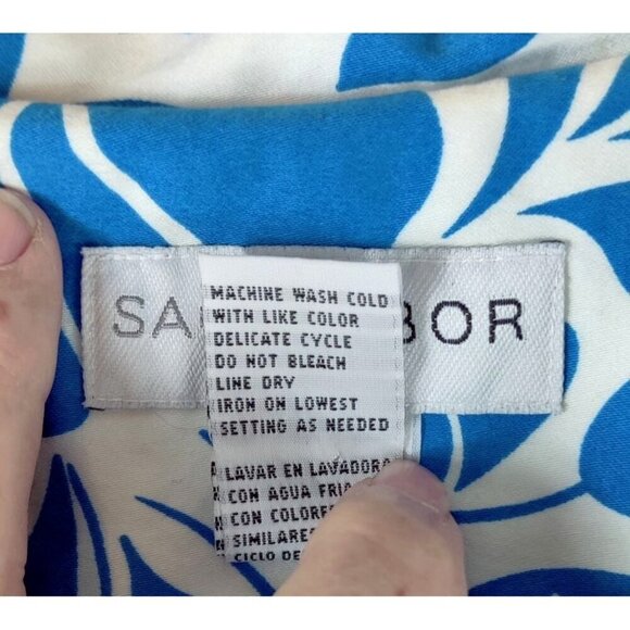 Summer Spring Blazer Jacket Blue White Floral 18 Sag Harbor 3/4 Sleeve Career - Picture 9 of 13